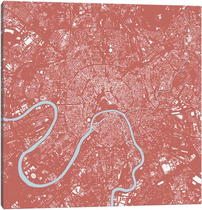 Moscow Urban Map (Pink) Canvas Art Print - Urbanmap