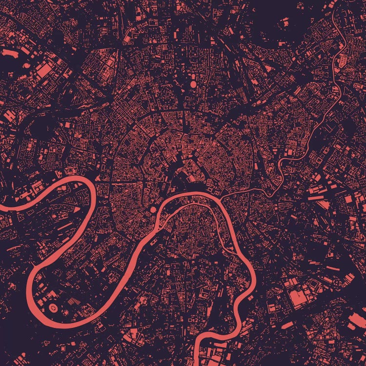 Moscow Urban Map (Purple Night)