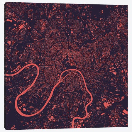 Moscow Urban Map (Purple Night) Canvas Print #ESV232} by Urbanmap Canvas Art