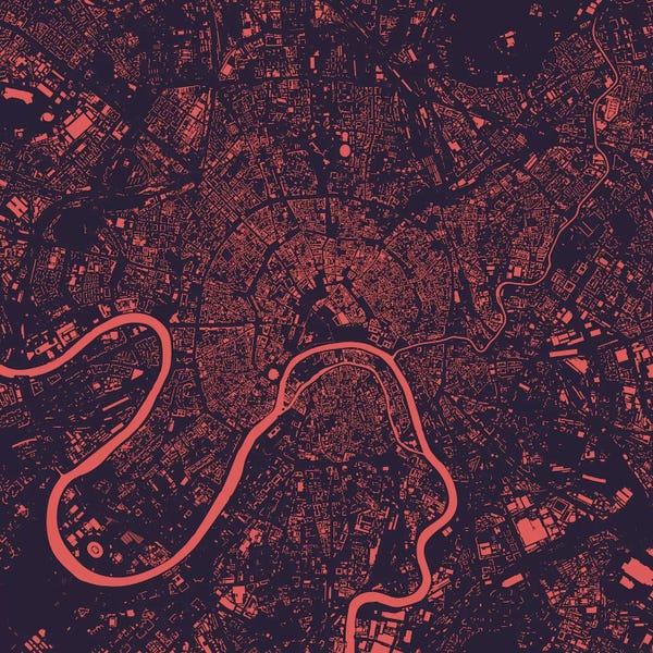 Moscow: Moscow Urban Map (Purple Night) by Urbanmap