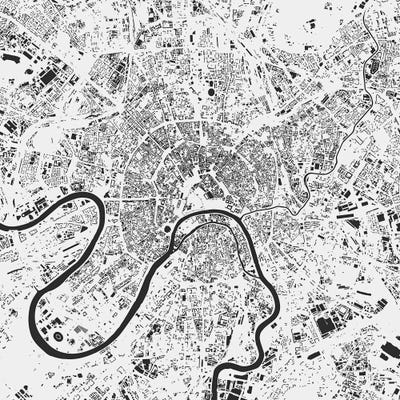 Moscow Urban Map (White) by Urbanmap canvas print