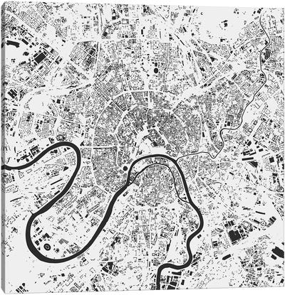 Moscow Urban Map (White) Canvas Art Print
