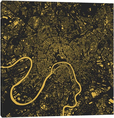 Moscow Urban Map (Yellow) Canvas Art Print - Urban Maps
