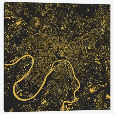 Moscow Urban Map (Yellow) Canvas Print #ESV235} by Urbanmap Art Print