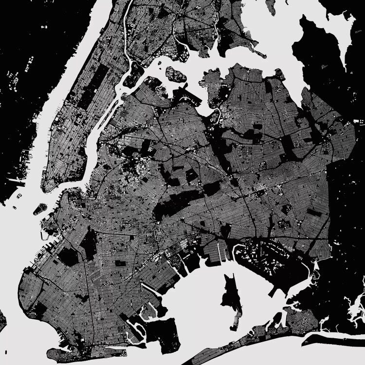 New York City Urban Map (Black) by Urbanmap wall art