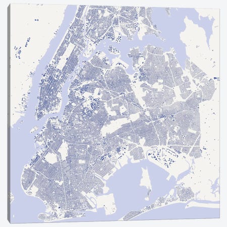 New York City Urban Map (Blue) Canvas Print #ESV238} by Urbanmap Canvas Art