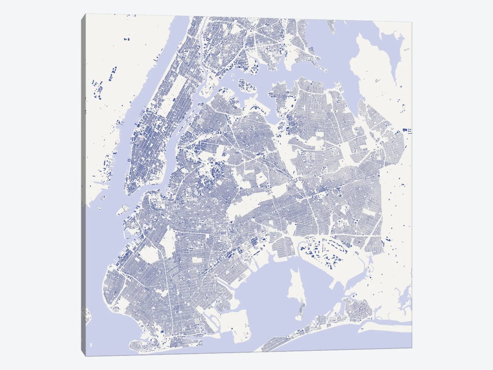 New York City Urban Map (Blue) by Urbanmap 1-piece Canvas Art Print