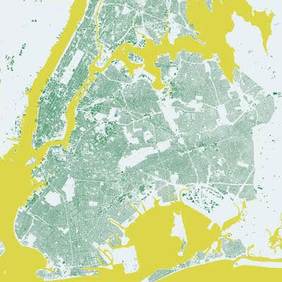 New York City Urban Map (Green) by Urbanmap framed wall art
