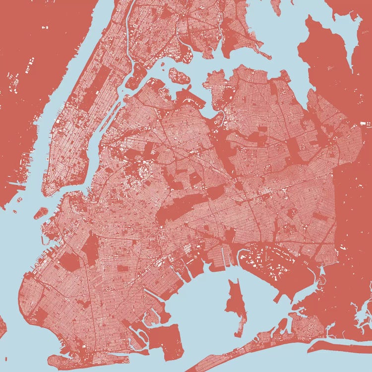 New York City Urban Map (Pink)