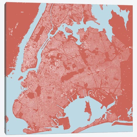 New York City Urban Map (Pink) Canvas Print #ESV240} by Urbanmap Canvas Print
