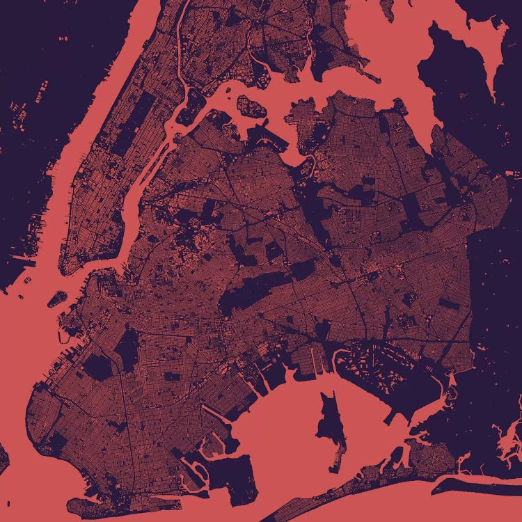 New York City Urban Map (Purple Night)