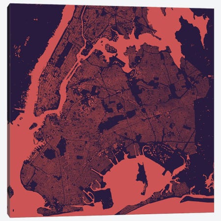 New York City Urban Map (Purple Night) Canvas Print #ESV241} by Urbanmap Canvas Print