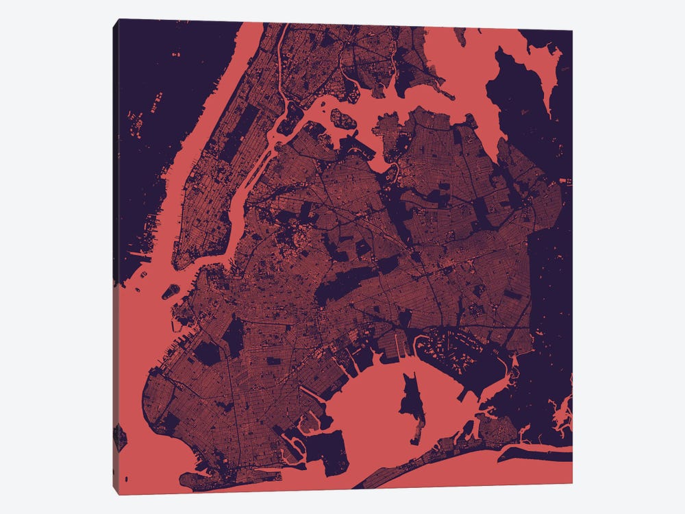 New York City Urban Map (Purple Night) by Urbanmap 1-piece Art Print