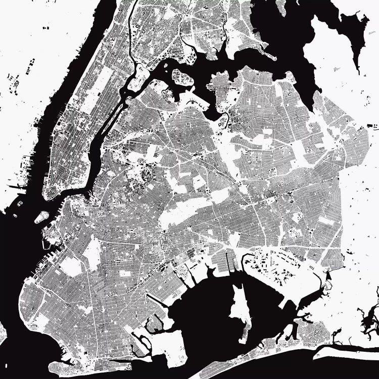 New York City Urban Map (White) by Urbanmap wall art