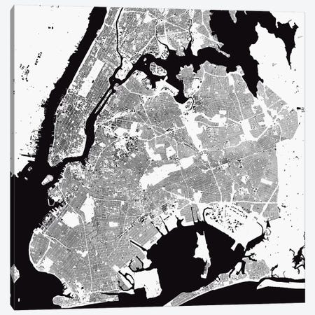 New York City Urban Map (White) Canvas Print #ESV243} by Urbanmap Art Print
