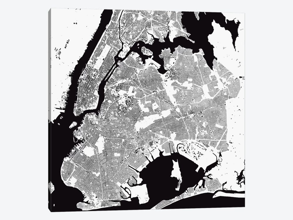 New York City Urban Map (White) by Urbanmap 1-piece Art Print