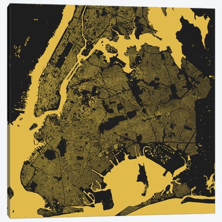 New York City Urban Map (Yellow) Canvas Print #ESV244} by Urbanmap Canvas Artwork