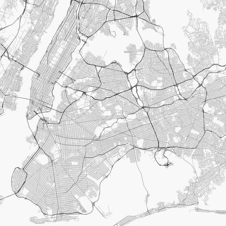 New York City Urban Roadway Map (White)