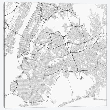 New York City Urban Roadway Map (White) Canvas Print #ESV248} by Urbanmap Canvas Print