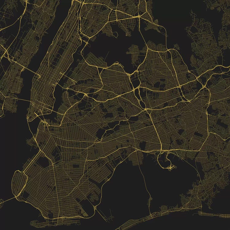 New York City Urban Roadway Map (Yellow)