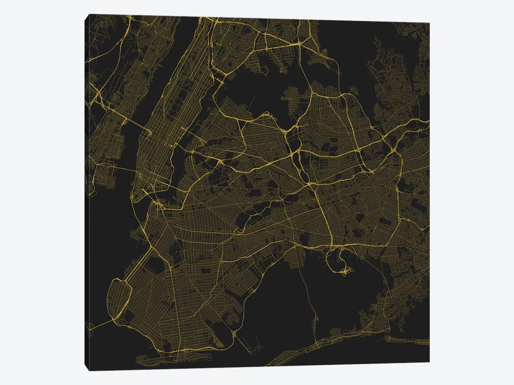 New York City Urban Roadway Map (Yellow) by Urbanmap 1-piece Art Print