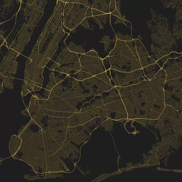 New York City Maps: New York City Urban Roadway Map (Yellow) by Urbanmap