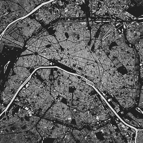 Abstract: Paris Urban Map (Black) by Urbanmap