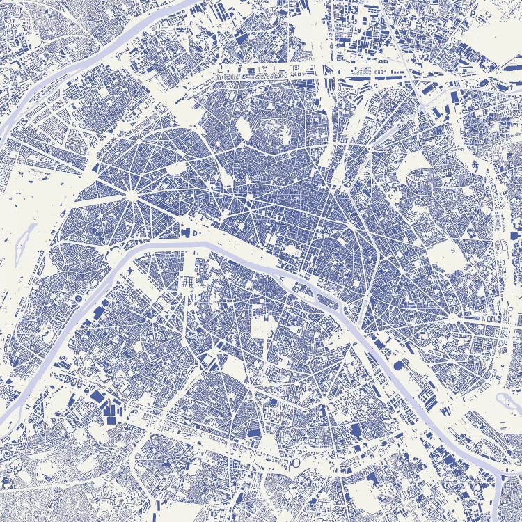 Paris Urban Map (Blue) by Urbanmap wall art