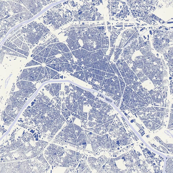 Abstract: Paris Urban Map (Blue) by Urbanmap
