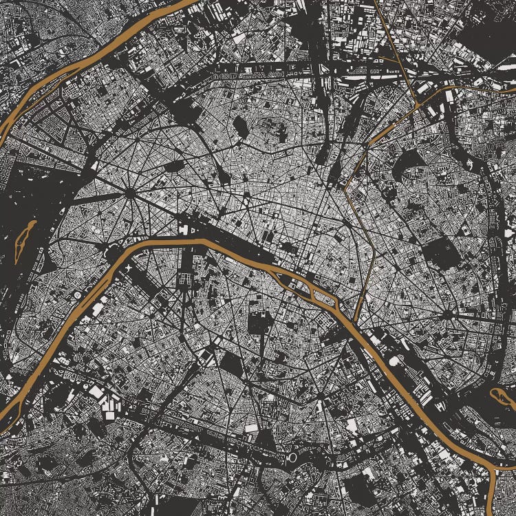 Paris Urban Map (Gold)