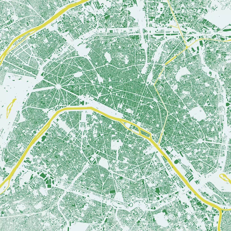 Paris Urban Map (Green) by Urbanmap wall art