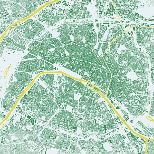 Abstract: Paris Urban Map (Green) by Urbanmap