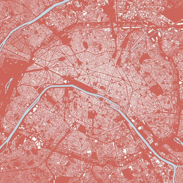 Abstract: Paris Urban Map (Pink) by Urbanmap