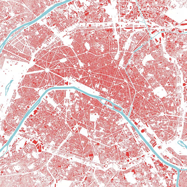 Paris Urban Map (Red) by Urbanmap wall art