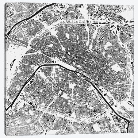 Paris Urban Map (White) Canvas Print #ESV257} by Urbanmap Canvas Print