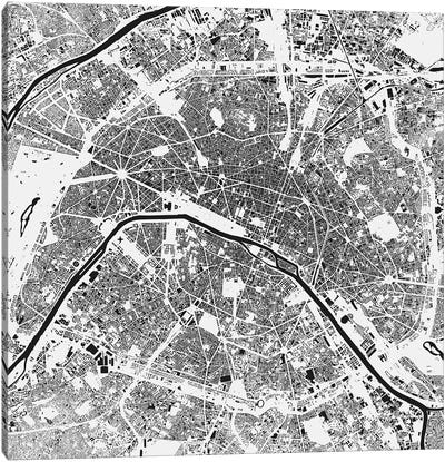 Paris Urban Map (White) Canvas Art Print - Urbanmap