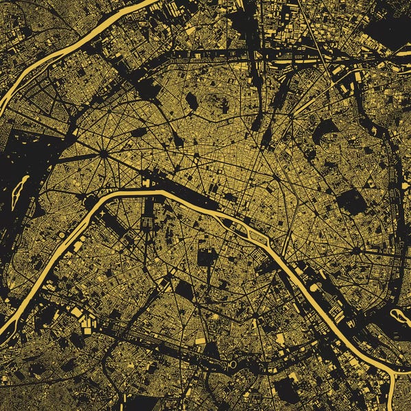 Abstract: Paris Urban Map (Yellow) by Urbanmap