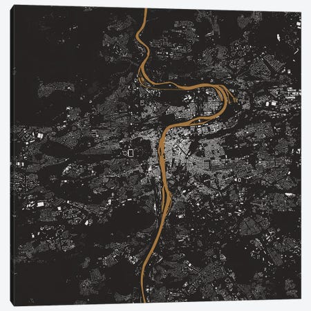 Prague Urban Map (Gold) Canvas Print #ESV261} by Urbanmap Art Print