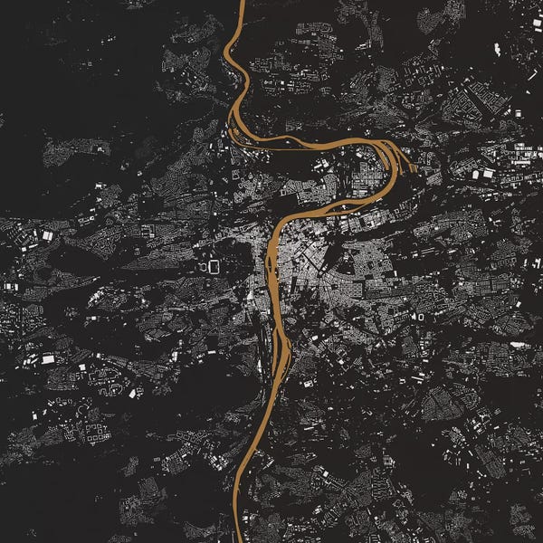 Abstract: Prague Urban Map (Gold) by Urbanmap