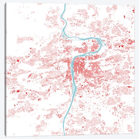 Prague Urban Map (Red) Canvas Print #ESV265} by Urbanmap Canvas Wall Art