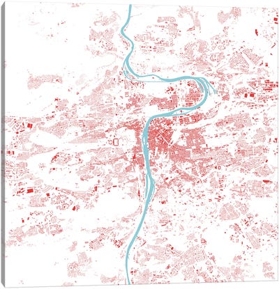 Prague Urban Map (Red) Canvas Art Print - Urbanmap