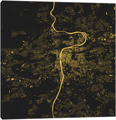 Prague Urban Map (Yellow) Canvas Art Print - Prague Art