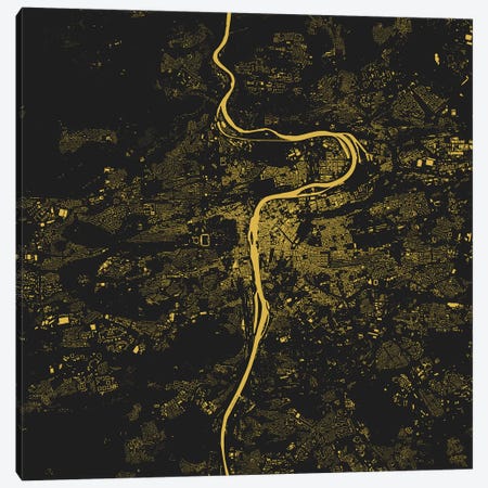 Prague Urban Map (Yellow) Canvas Print #ESV267} by Urbanmap Canvas Wall Art