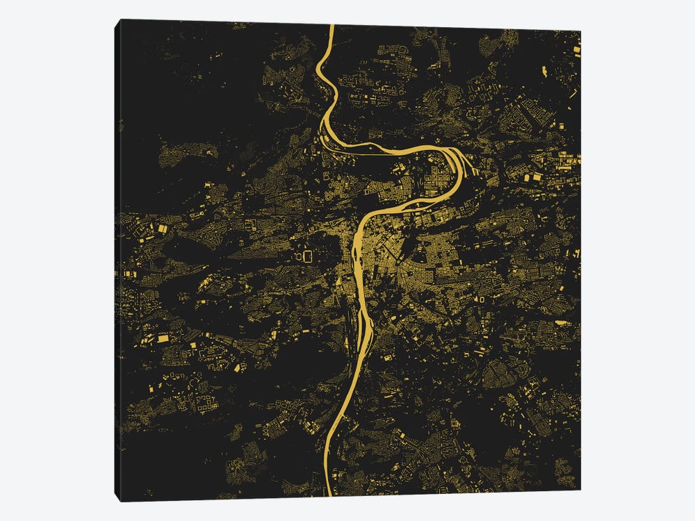 Prague Urban Map (Yellow) by Urbanmap 1-piece Art Print
