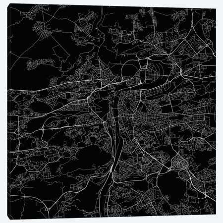 Prague Urban Roadway Map (Black) Canvas Print #ESV268} by Urbanmap Canvas Art Print