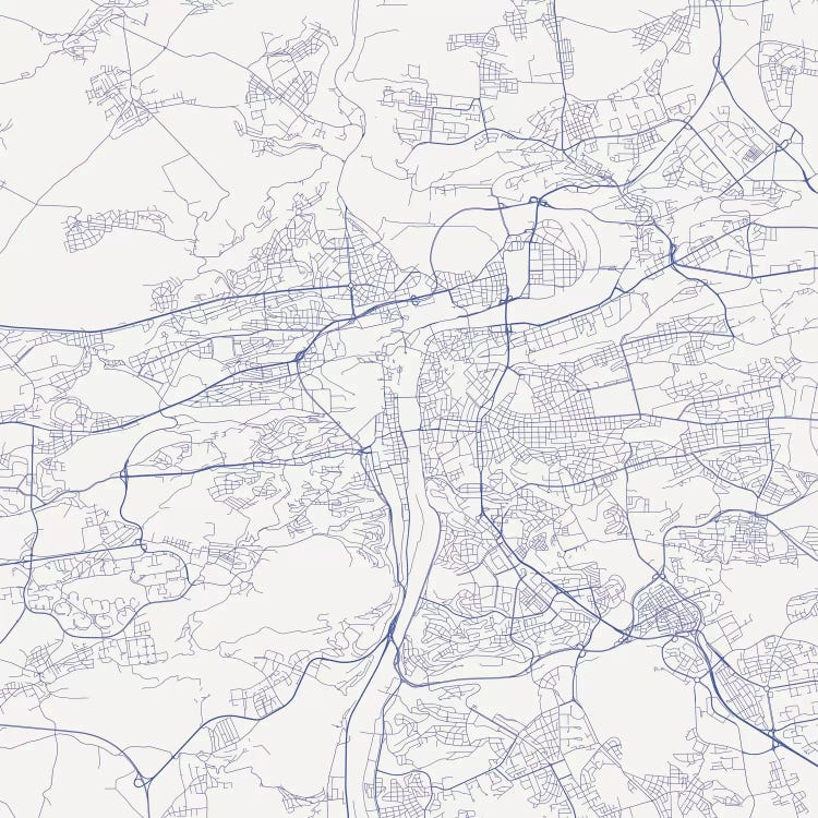 Prague Urban Roadway Map (Blue)