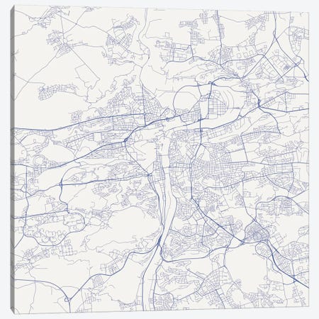 Prague Urban Roadway Map (Blue) Canvas Print #ESV269} by Urbanmap Canvas Art Print