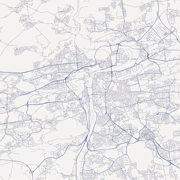 Prague Urban Roadway Map (Blue)