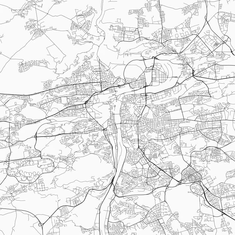 Prague Urban Roadway Map (White) by Urbanmap wall art