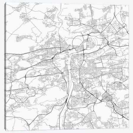 Prague Urban Roadway Map (White) Canvas Print #ESV275} by Urbanmap Canvas Print